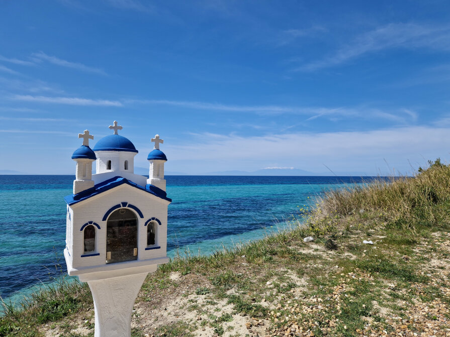 Miniature roadside chapel in Chalkidi region