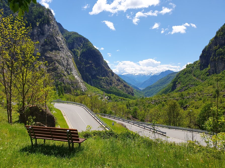 1153 km - Italian (sunny) side of the Splügenpass